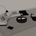 Modern Curved Sofa and Coffee Table Set with Round Table Floor Lamp Accent Chair