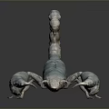 Realistic Blue Metallic Scorpion Sculpture With Detailed Claws And Curved Tail