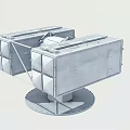 Gray Military Weapon Mechanical Structure With Square Modules And Base Platform 3d model