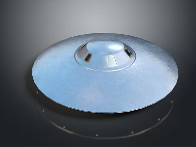 Disc Shaped Metallic Spacecraft With Central Dome And Observation Windows For Cosmic Exploration 3d model