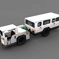 White Industrial Tractor And Trailer Equipment With Connected Parts Wheels And Windows