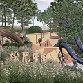 Modern Park Ecological Park Squirrel Paradise Large Ring Interactive Network Children's Mountain Activity Space 3d model