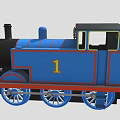 Thomas the Tank Engine with Blue Body Red Base Black Chimney and Smiling Face