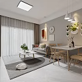 Modern Living Dining Room Interior Design With Sofa Pillows Coffee Table Dining Table And Cabinets