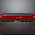 Red Cargo Train Locomotive Featuring Side View And Reflection Details