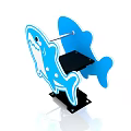 Blue Shark Shaped Building Blocks With Spring Base Fun Kids Toy Decorative Play