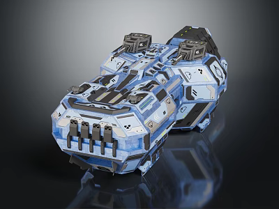Blue Futuristic Spacecraft Design With Detailed Structure For Space Exploration 3d model
