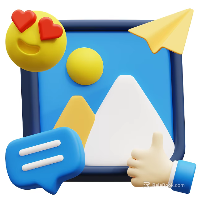 Daily Life Supplies Featuring Smiley Emoji Yellow Sun Mountain Blue Chat Bubble And Thumbs Up 3d model 