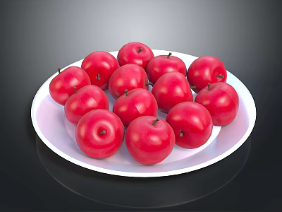 Fresh Red Apples Served On A White Plate For Healthy Daily Snack 3d model