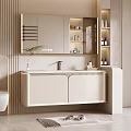 Elegant Modern Bathroom Interior With Vanity Cabinet Mirror Sink And Storage 3d model