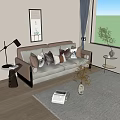 New Chinese-style double sofa 3d model