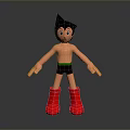 Cartoon Character Figure With Black Spiky Hair Shirtless Black Shorts And Red Boots