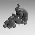 Traditional Chinese Jade Carving With Intertwined Mythical Animal Figures