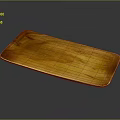 Natural Wooden Rectangular Serving Tray With Smooth Surface And Wood Grain 3d model