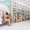 Vibrant Toy Store Interior With Plush Stuffed Animals Display Shelves And Shopping Families