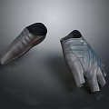 Silver Textured Leather Gloves With Striped Design For Daily Household Use