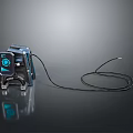 Professional Inspection Tool With Digital Display Screen And Coiled Cable On Black Background
