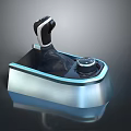 Sleek Modern Car Gear Shift Lever With Metallic Base And Blue Accent Light