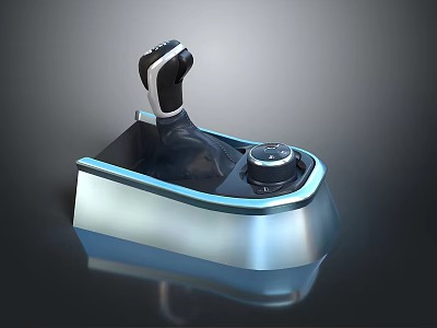 Sleek Modern Car Gear Shift Lever With Metallic Base And Blue Accent Light 3d model