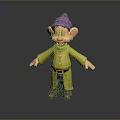 Playful Game and Movie Character With Purple Hat Green Coat Arms Outstretched Happy Expression