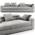 Modern Gray Fabric Two Seater Sofa With Decorative Accent Pillows 3d model