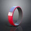 Red And Blue Smart Wristband With Silver Display And Woven Strap