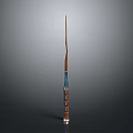 Tall Decorative Pole With Wooden Body Blue Accents And Silver Base Design