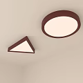 Round and Triangular Ceiling Lights with Brown Frame White Surface Modern Design 3d model