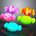 Colorful Striped Candies In Various Colors With Bow Shapes And Glossy Surface