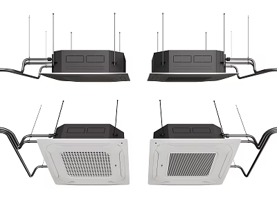 Ceiling Mounted Air Conditioner Fans With Black And White Designs And Vent Structures 3d model