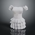Elegant White Off The Shoulder Dress With Ruffled Sleeves Cinched Waist And Layered Skirt
