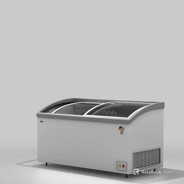 Chest Freezer With Double Glass Lid And White Body For Commercial Storage Use 3d model 