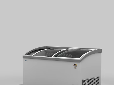 Chest Freezer With Double Glass Lid And White Body For Commercial Storage Use 3d model