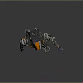 Orange And Black Armored Robot With Circular Camera Extended Arm And Mechanical Design