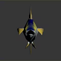 Vibrant Yellow And Blue Aquatic Fish With Colorful Fins On Reflective Surface