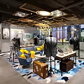 Elegant Fashion Clothing Store Interior With Suit Mannequins Sofa Chandelier And Large Windows