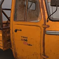 Orange Vintage Three Wheeler Truck With Cab Windshield Cargo Bed And Metal Frame