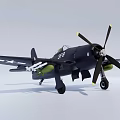 Dark Combat Fighter Jet Equipped With Propeller And Star Insignias