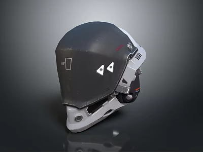 Tactical Weapon Helmet With Black Gray Design And White Symbols Metallic Texture 3d model