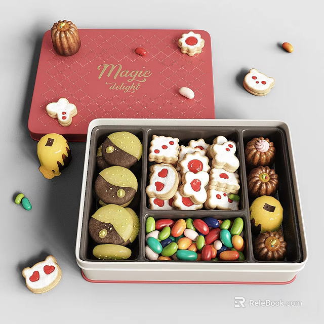 Assorted Sweets In Decorative Gift Box With Cookies Candies 3d model 