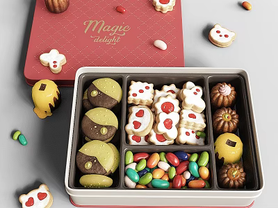 Assorted Sweets In Decorative Gift Box With Cookies Candies 3d model