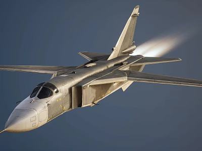 Military Fighter Jet Flying At High Speed With Visible Jet Trail In Clear Blue Sky 3d model