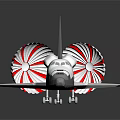 Passenger Aircraft With White Fuselage Red And White Striped Engines And NASA Logo