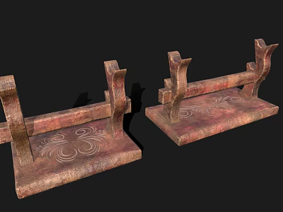 Vintage Decorative Storage Shelf With Carved Patterns And Wooden Texture 3d model