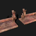 Vintage Decorative Storage Shelf With Carved Patterns And Wooden Texture
