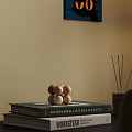 Modern Study Room Interior With Wooden Desk Table Lamp Books And Flower Vase