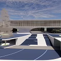 Modern Sales Office Building Design With Curved Facade And Landscaped Green Areas