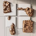 Modern Brown Geometric Textured Wall Decor On White Wall With Various Shapes Panels