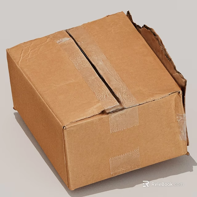 Brown Cardboard Box With Tape Sealing And Slightly Damaged Edges 3d model 