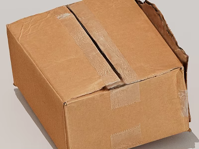Brown Cardboard Box With Tape Sealing And Slightly Damaged Edges 3d model